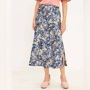 Satin Floral Midi Skirt